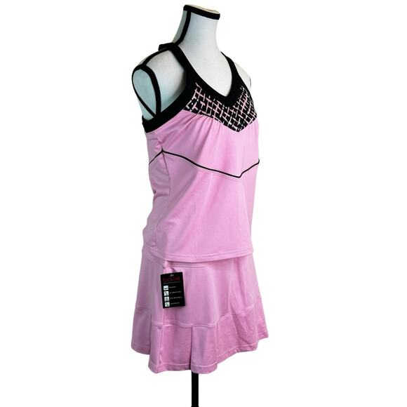Bolle Woman High Performance Tennis Set Racer Back Top & Skort Size L Baby Pink - Picture 4 of 7